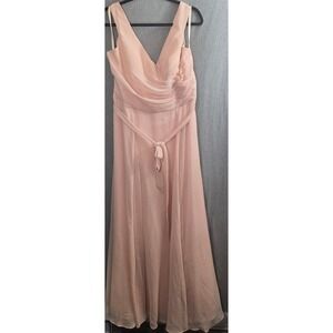 MoriLee Madeline Gardner Chiffon Gown Plus Size 20 Pink V-Neck Formal Dress Long